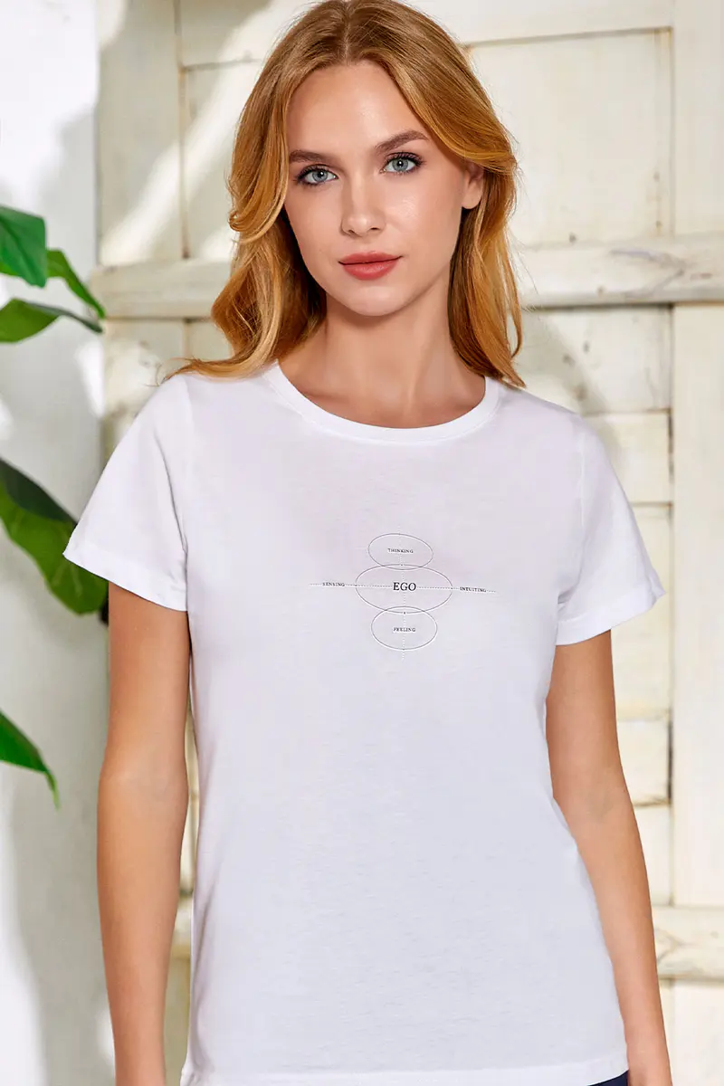 Berrak Berrak 8148 Kadın T-Shirt — Beyaz