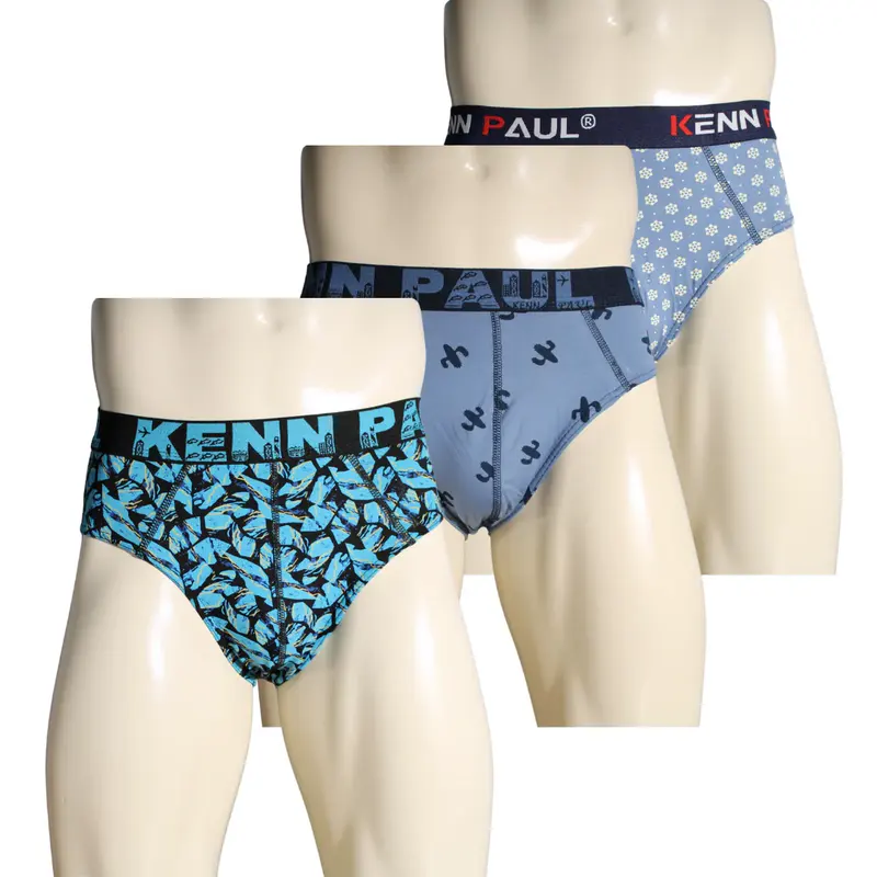 Kenn Paul 3'lü Erkek Slip Desenli Pamuklu Lüks Boxer