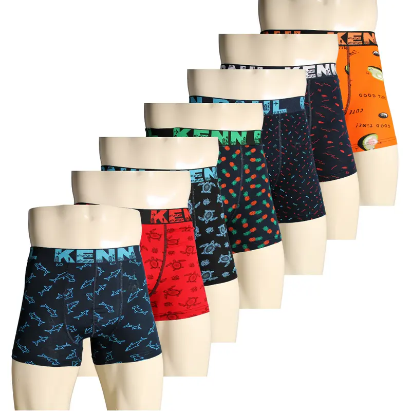 Kenn Paul 7'li Desenli Karışık Erkek Pamuk Boxer | Yumuşak Kumaş |