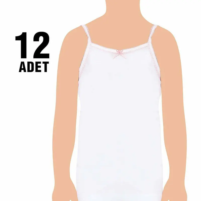 Seher Yıldızı Seher 0048 Kız Çocuk Kız İp Askılı Oyalı Atlet 12'li