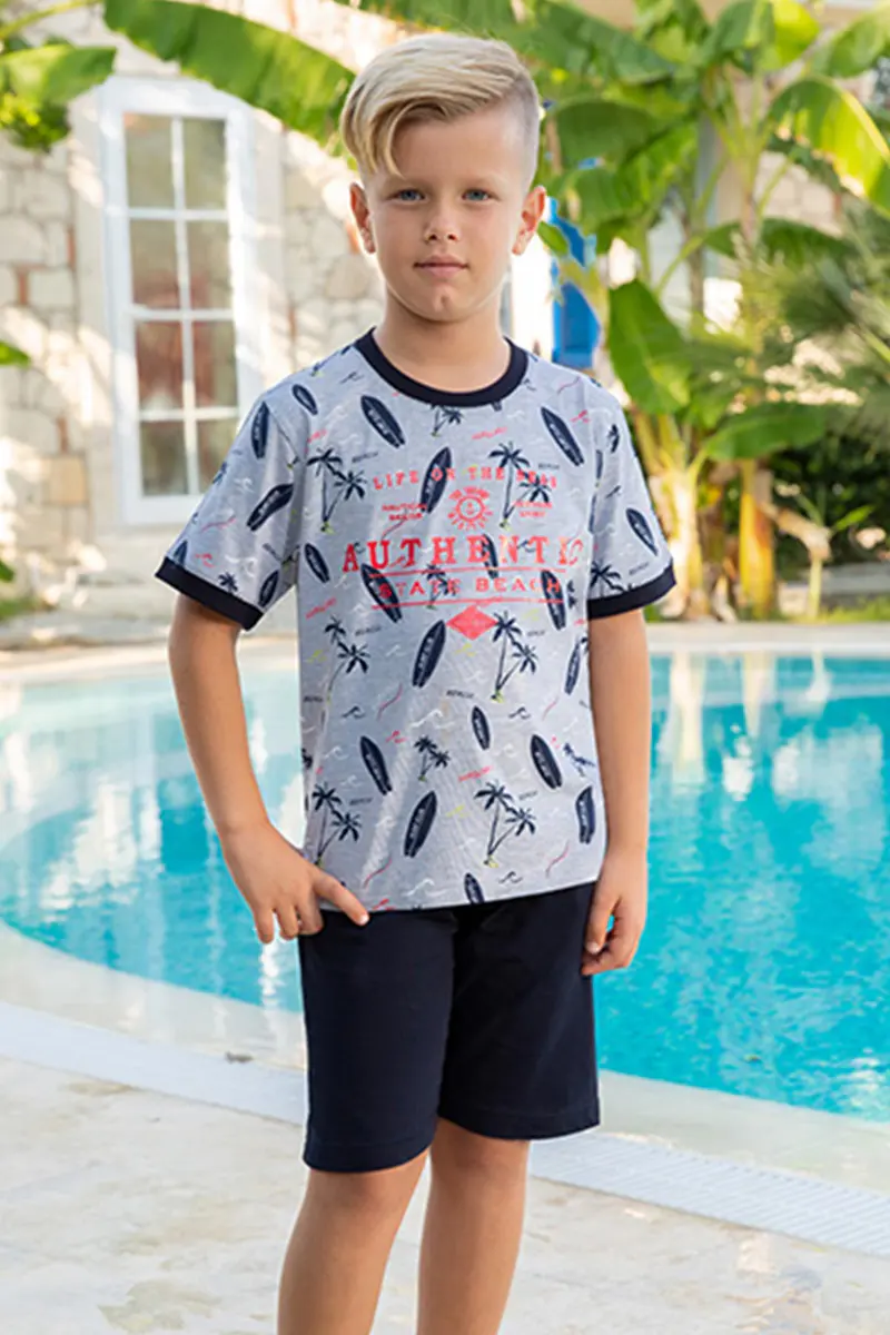 Berrak Berrak 937 Erkek Çocuk Pijama Takımı — Gri Melanj