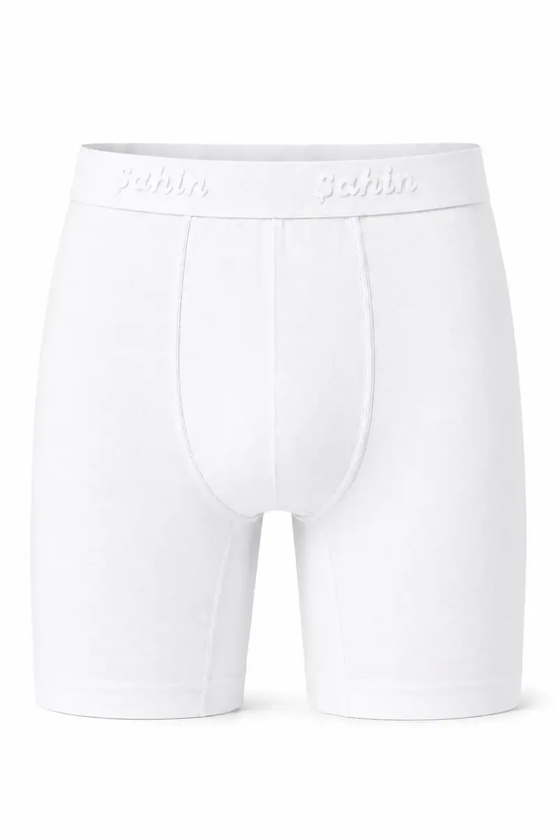 Şahin Erkek 3'lü Paket Uzun Modal Boxer — Beyaz