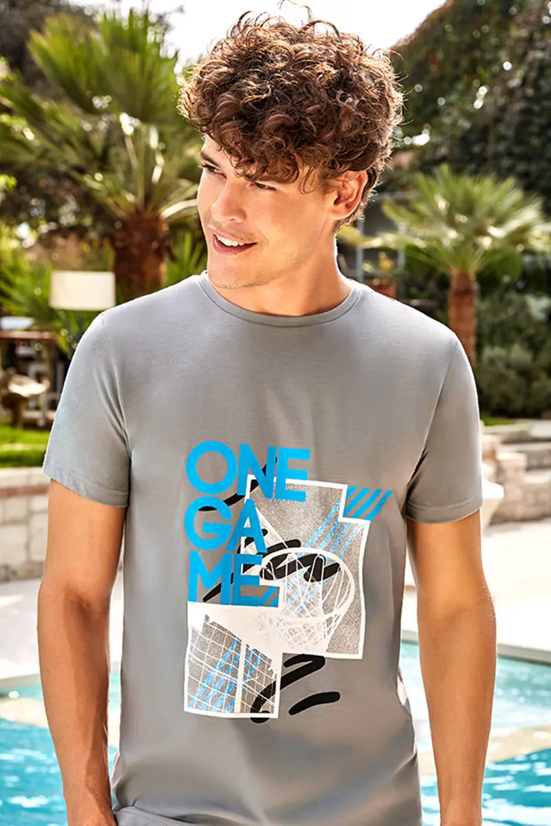 Berrak Berrak 4072 Erkek T-Shirt — Gri