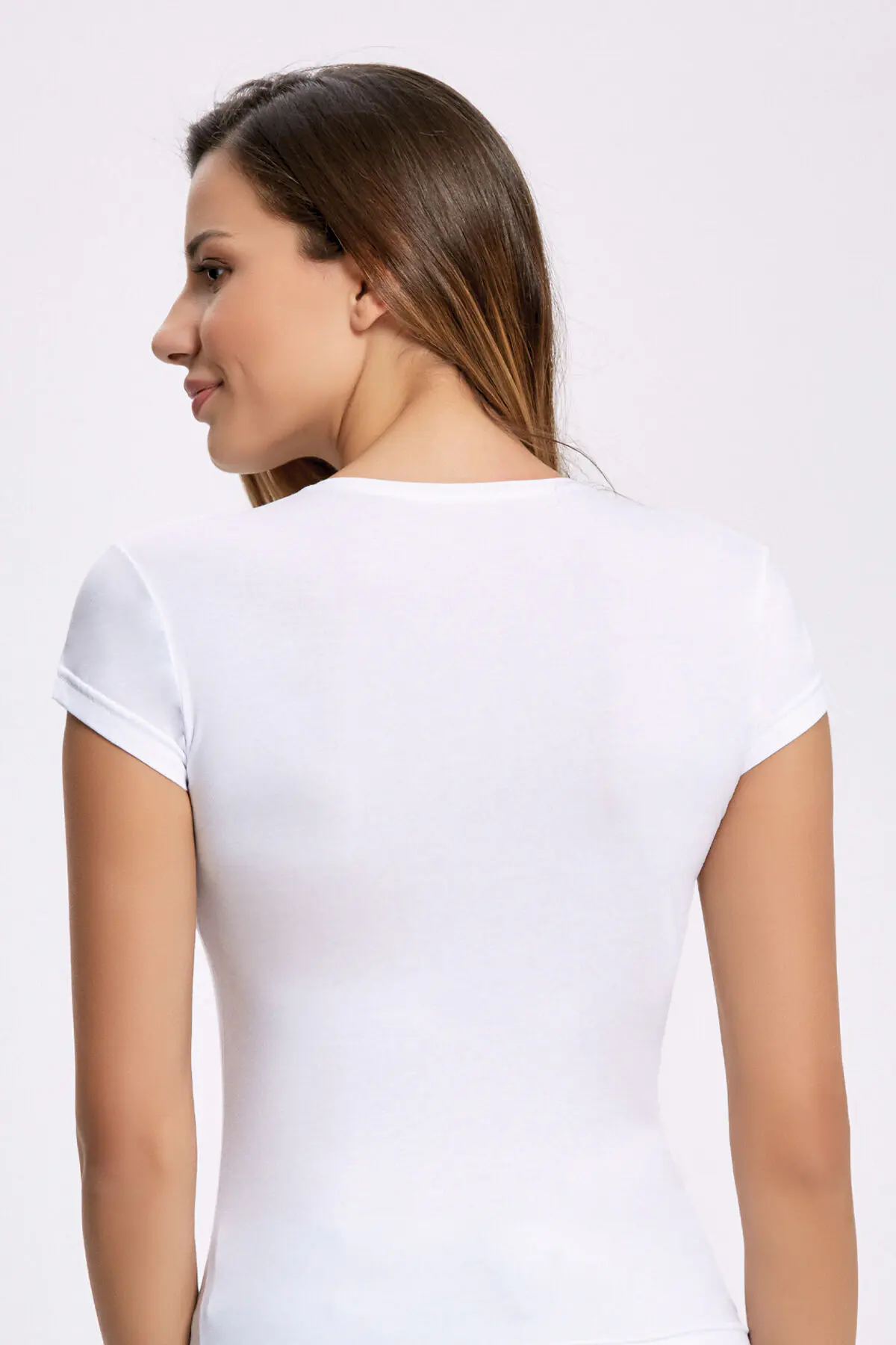 İlke Elastan Beyaz 0 Yaka T-shirt
