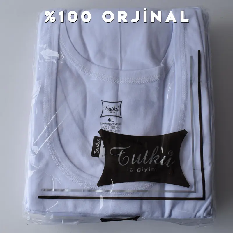 Tutku Tutku 0101 Erkek Beyaz Penye Atlet 6'lı