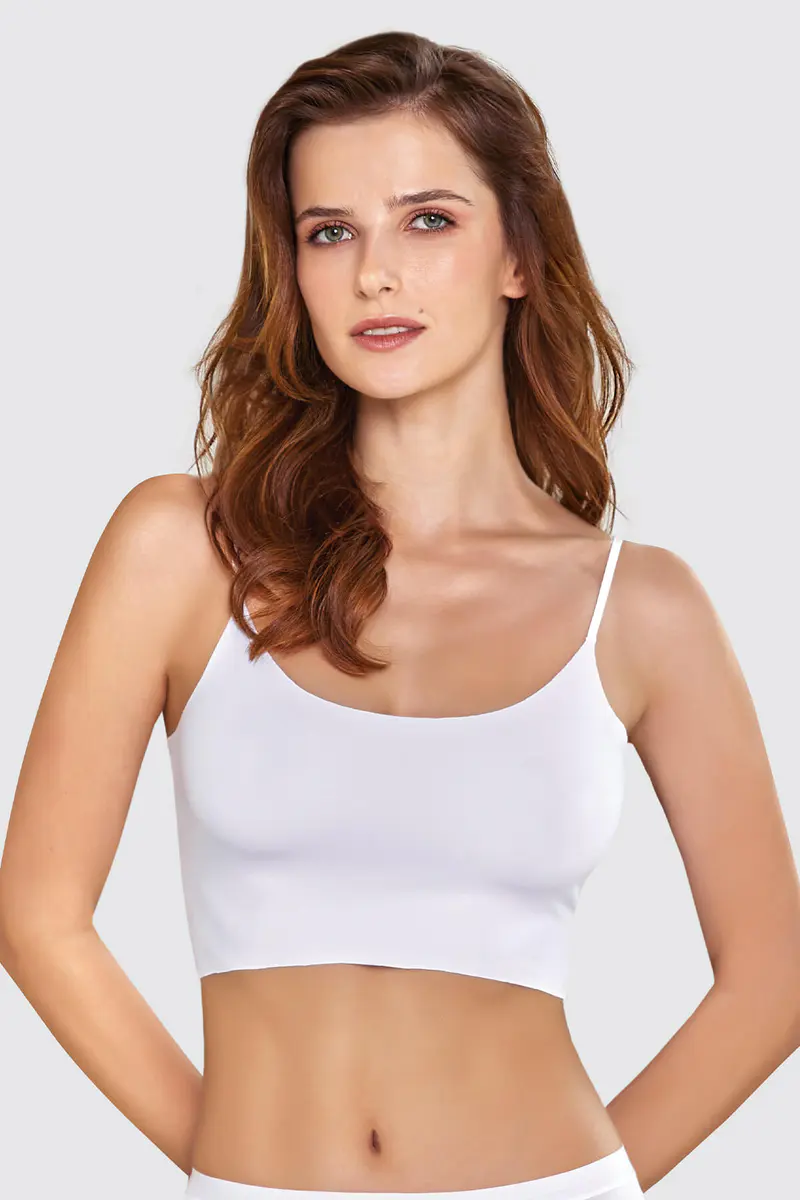 Berrak Berrak 2648 Kadın Lazer Kesim Crop — Beyaz
