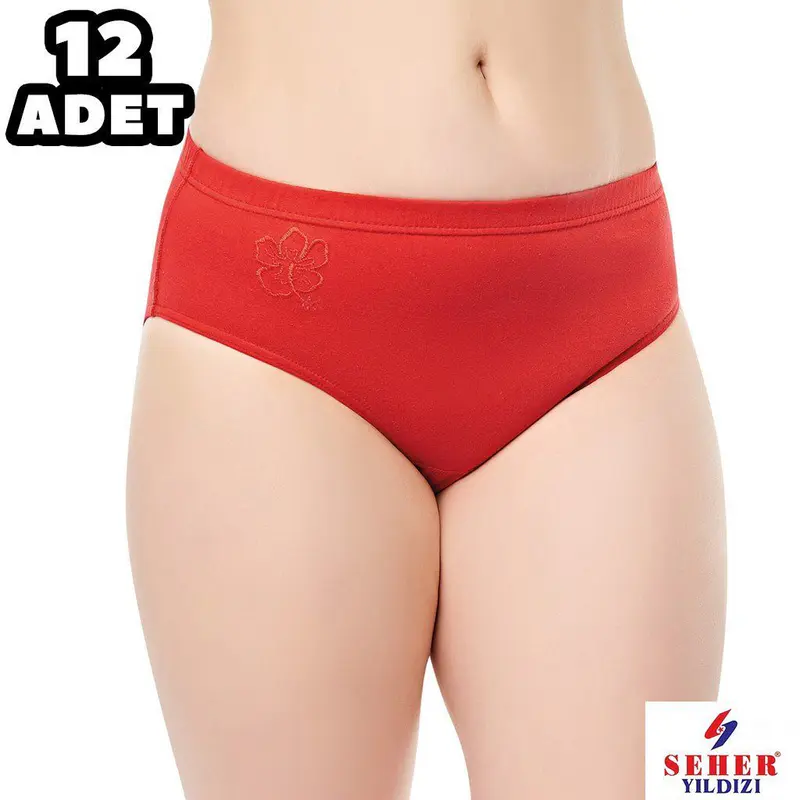 Seher Yıldızı Seher 0025 Düz Renk İşli Bayan Kom 12'li Külot