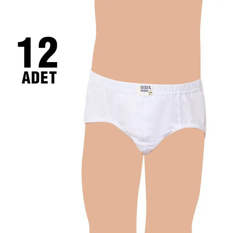 Seher Yıldızı Seher 0037 Beyaz Erkek Çocuk Penye Kom Slip Külot 12'li