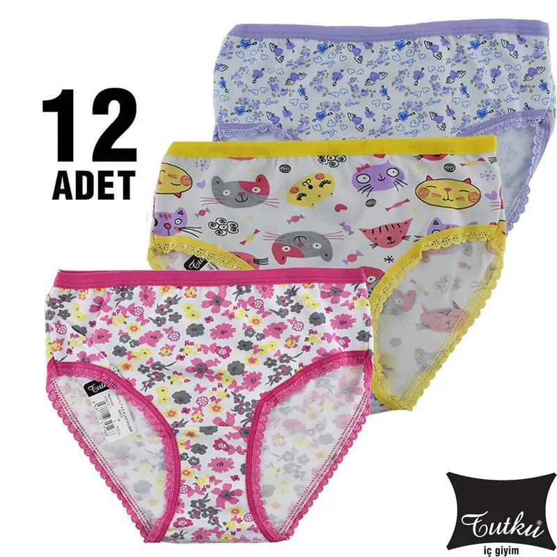 Tutku Tutku 0840 Elestan Empirme Kız Çocuk Slip Külot 12'li
