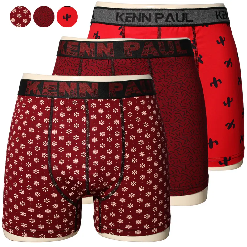 Kenn Paul 3'lü Boxer 3XL–6XL Büyük Beden – Desenli, Yumuşak Pamuk