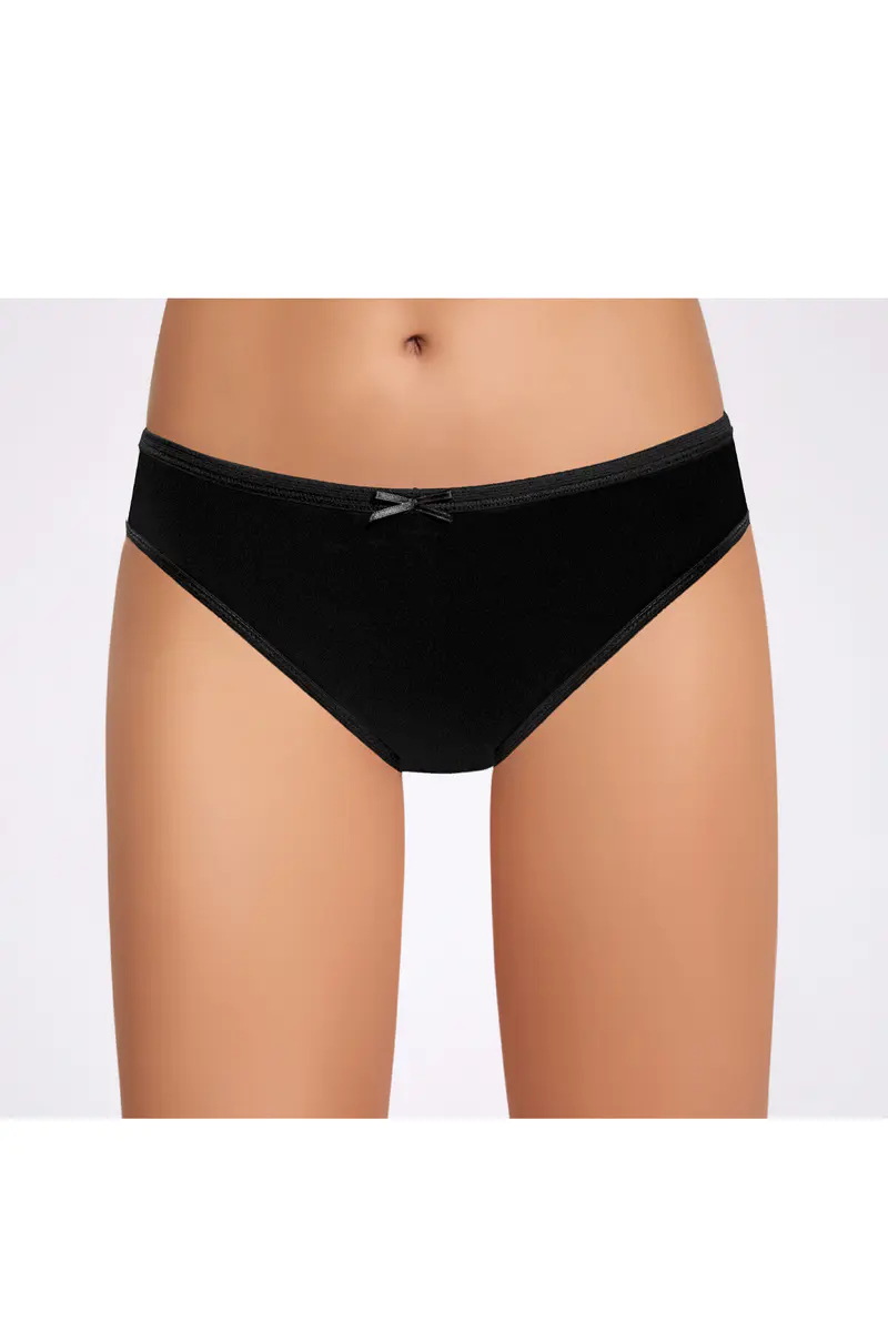 İlke %100 Pamuk Siyah Fiyonklu Bikini