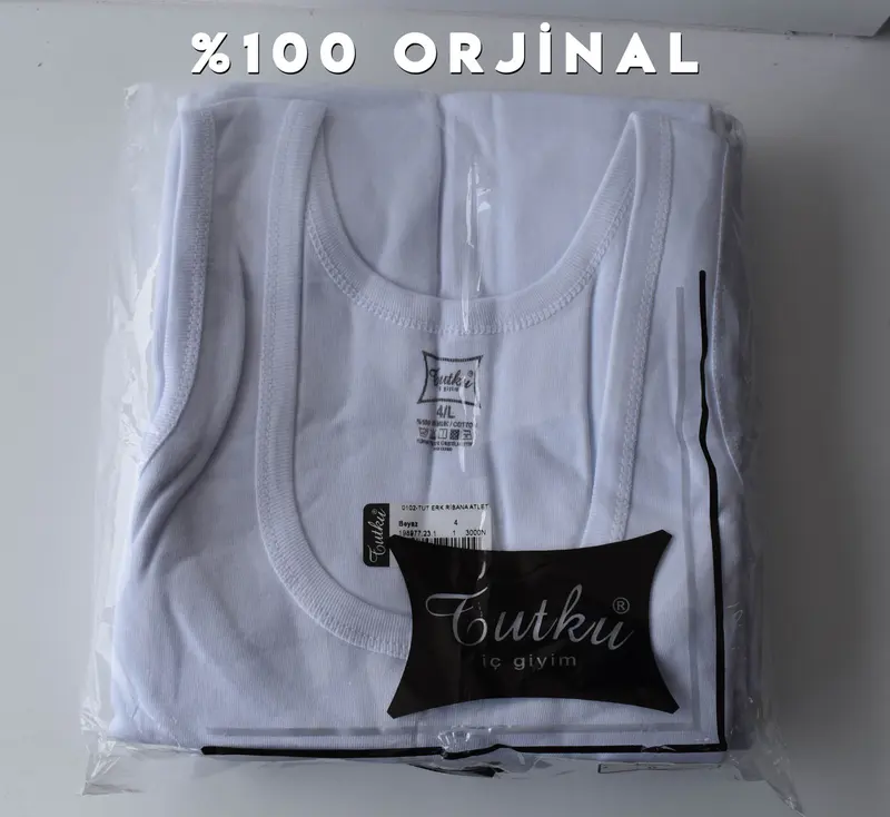 Tutku Tutku 0102 Erkek Beyaz Ribana Atlet 6'lı
