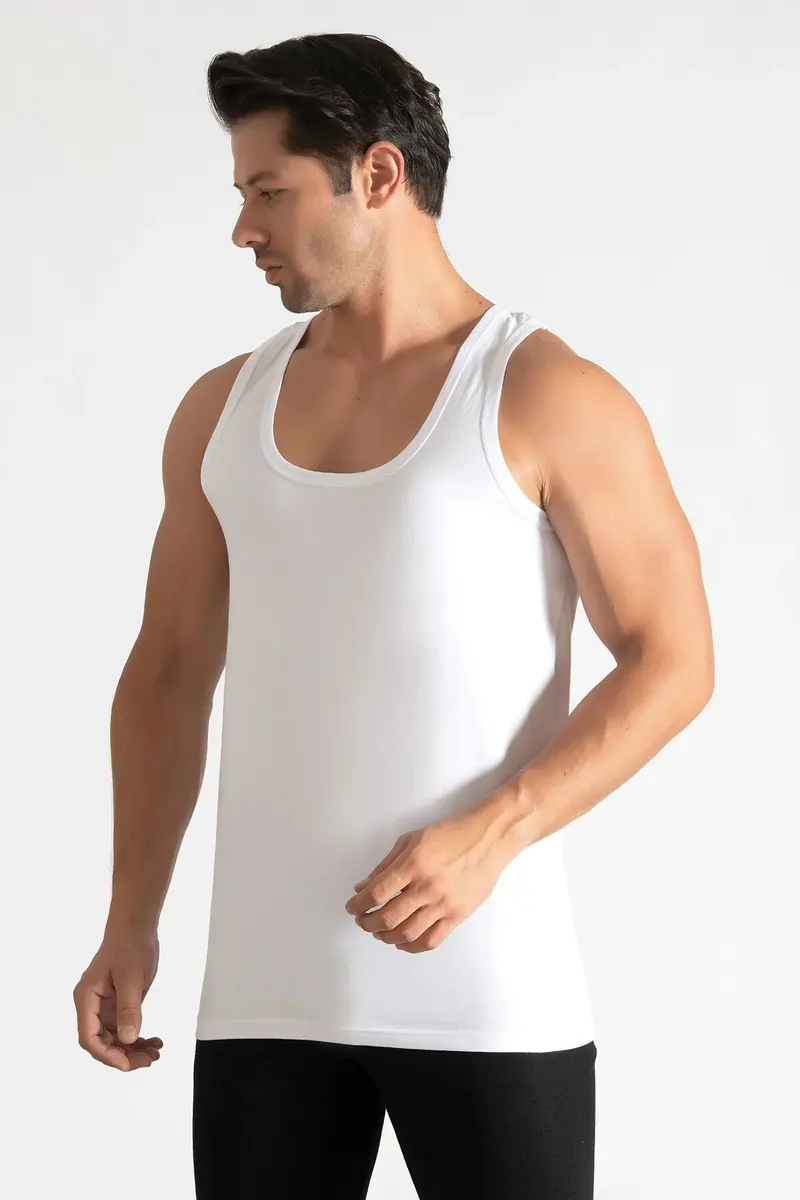 Tutku Tutku 0102 Erkek Beyaz Ribana Atlet 6'lı