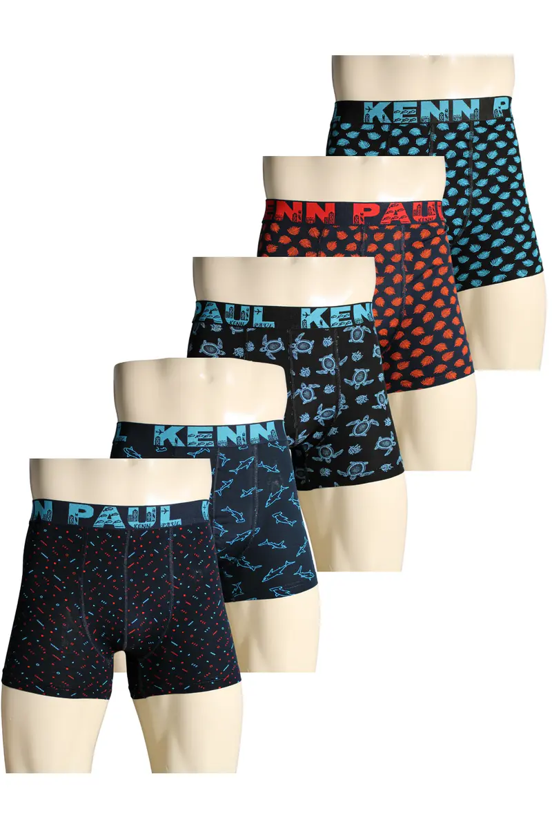 Kenn Paul 5'li Desenli Pamuklu Lüks Boxer | Konforlu Boxer | Yumuşak