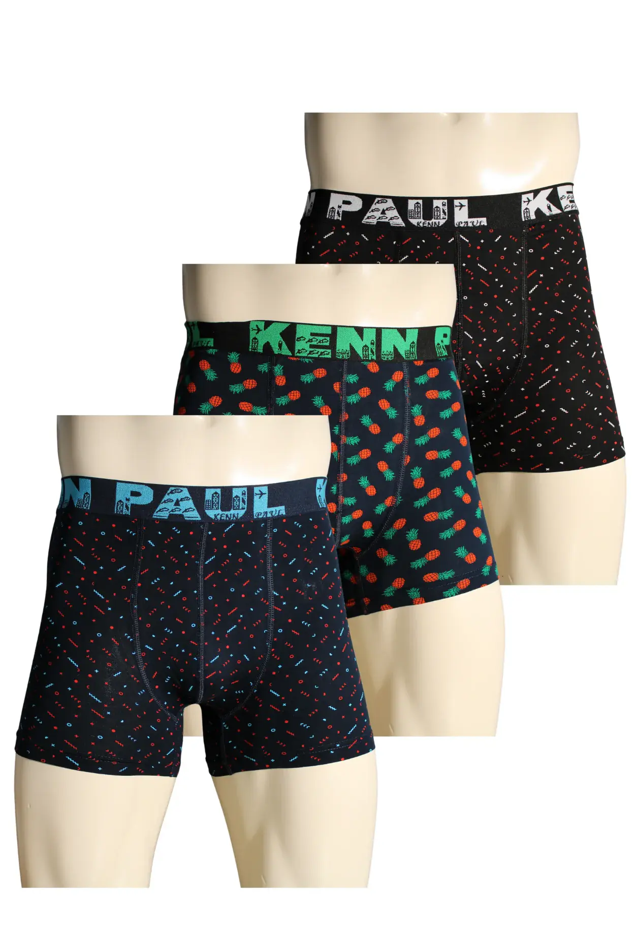 Kenn Paul 3'lü Desenli Pamuklu Lüks Boxer | Konforlu Boxer | Yumuşak