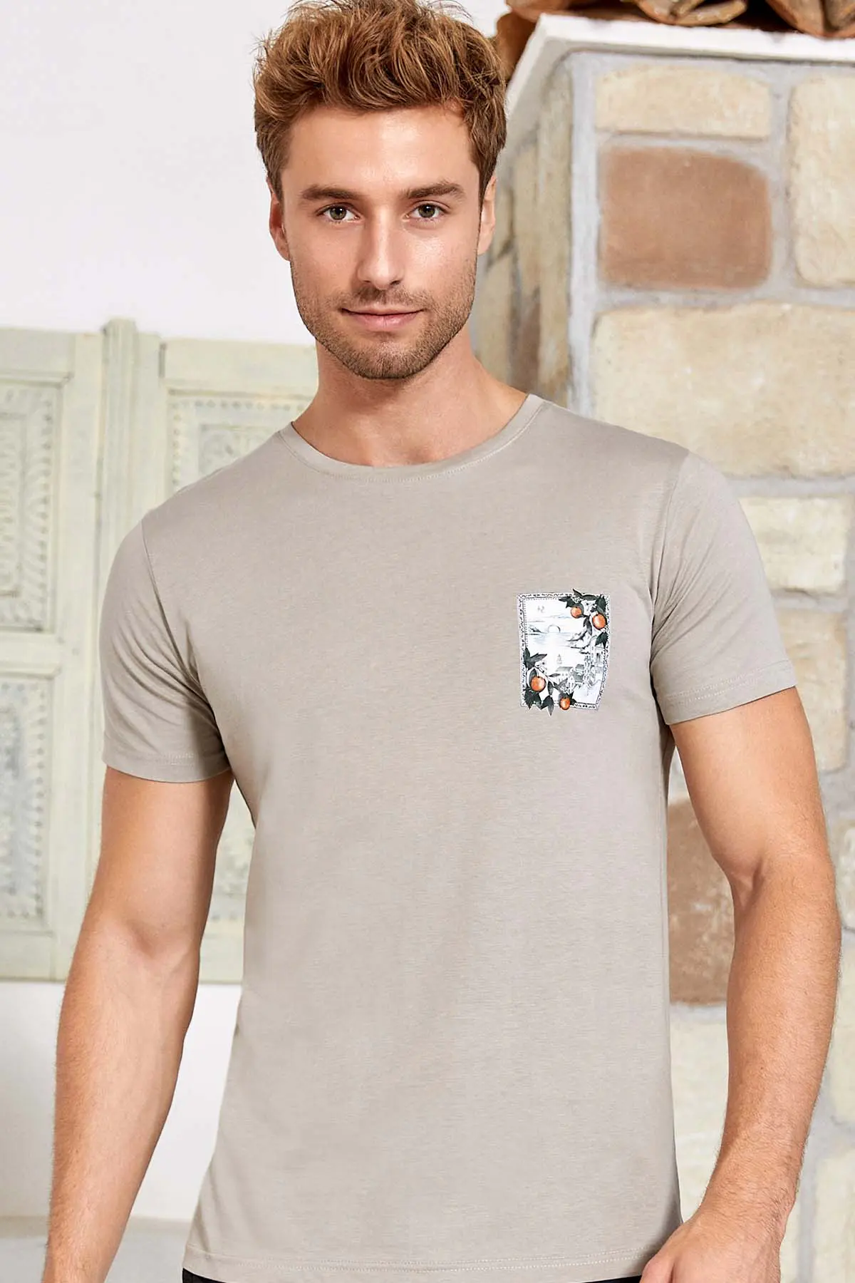 Berrak Berrak 4104 Erkek T-Shirt — Taş