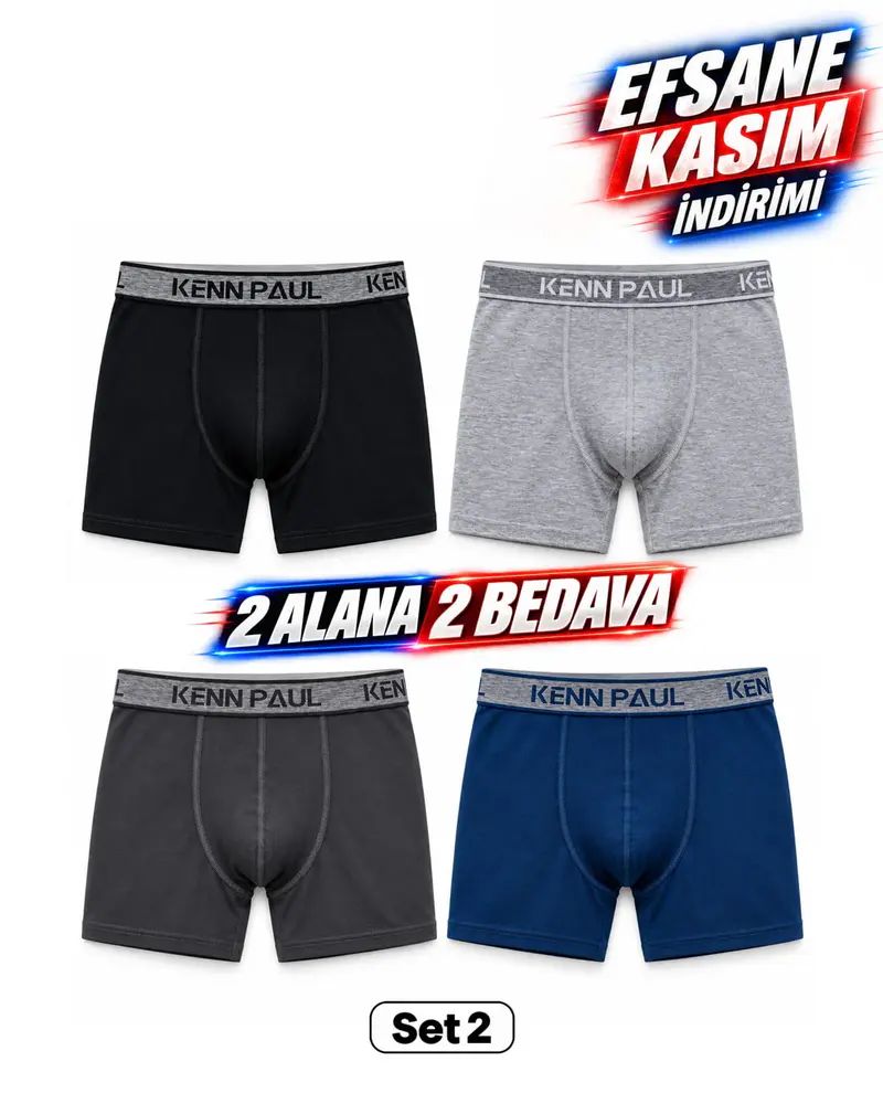 Kenn Paul 4'lü Erkek Boxer Set