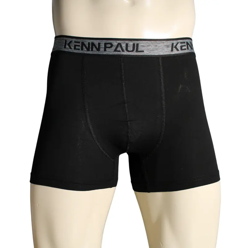 Kenn Paul S->6XL Siyah Düz Pamuklu Lüks Boxer |Büyük Beden| Yumuşak Kumaş