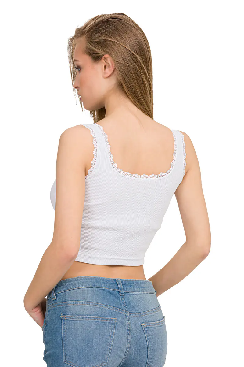 İlke Elastan Kaşkorse Dantelli Crop