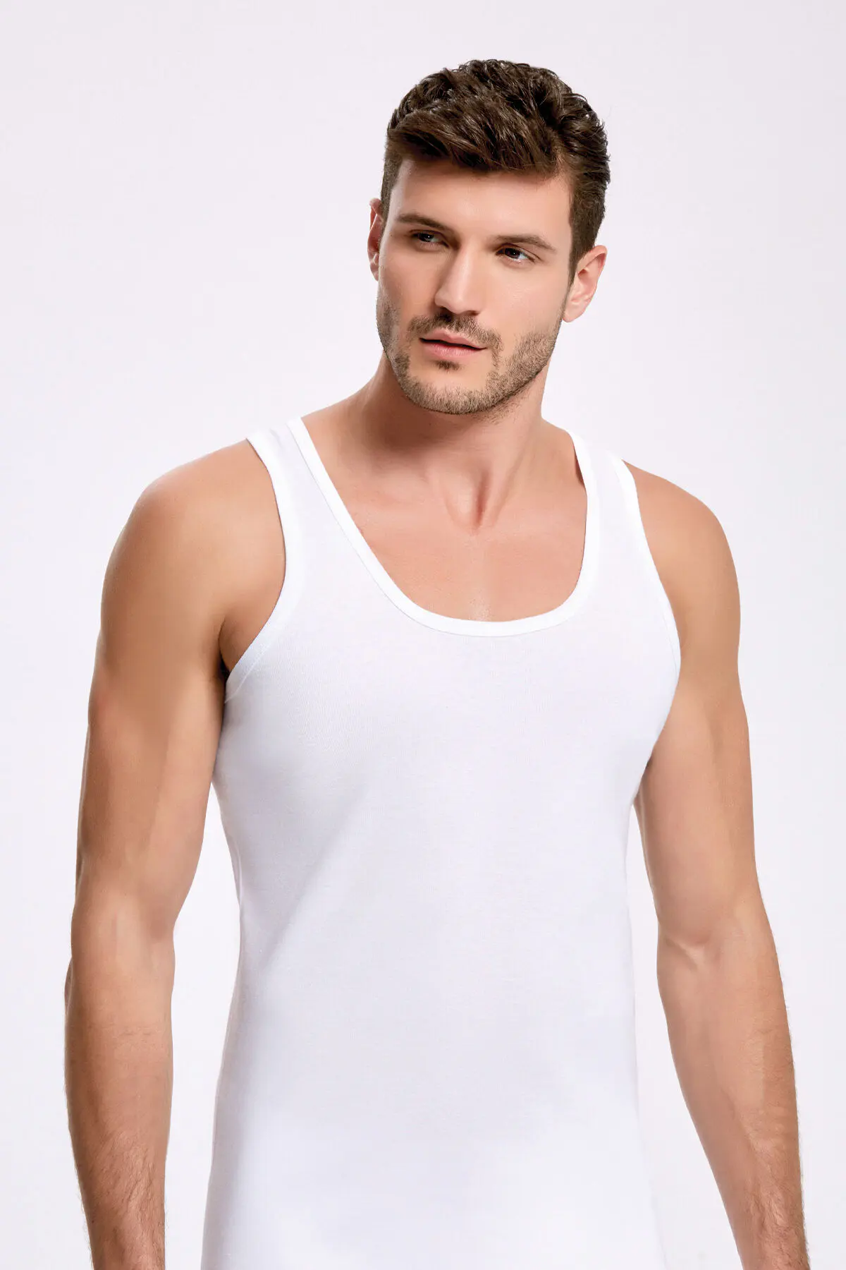 İlke %100 Pamuk Beyaz Ribana Erkek Atlet