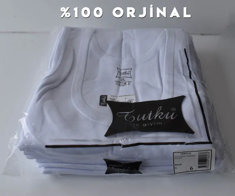 Tutku Tutku 0102 Erkek Beyaz Ribana Atlet 6'lı