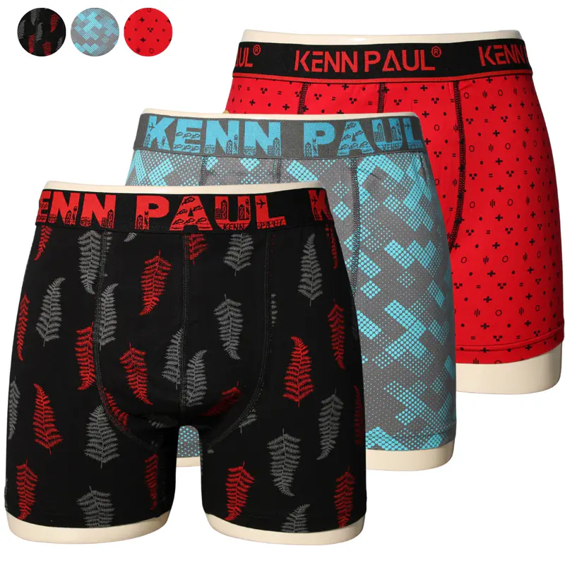 Kenn Paul 3'lü Boxer 3XL–6XL Büyük Beden – Desenli, Yumuşak Pamuk