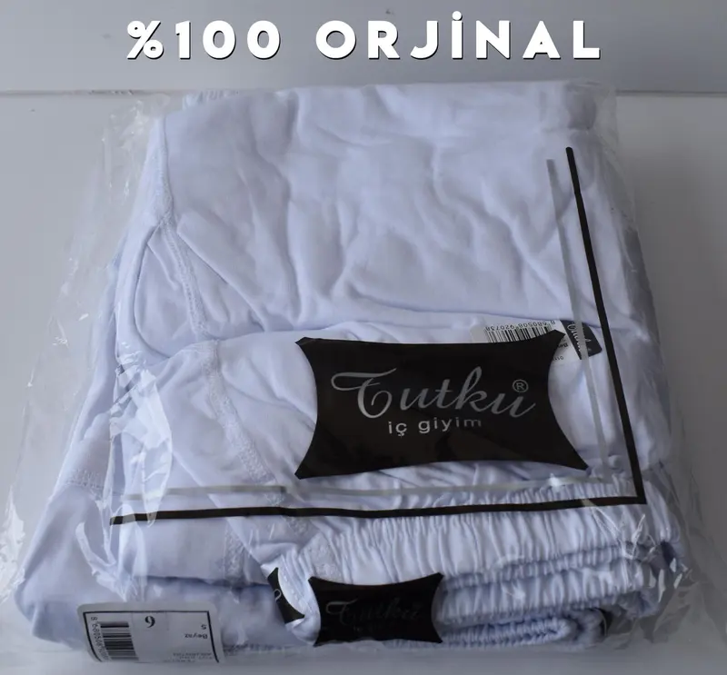 Tutku Tutku 0110 Beyaz Erkek Penye Paçalı Arjantin 6'lı İçlik