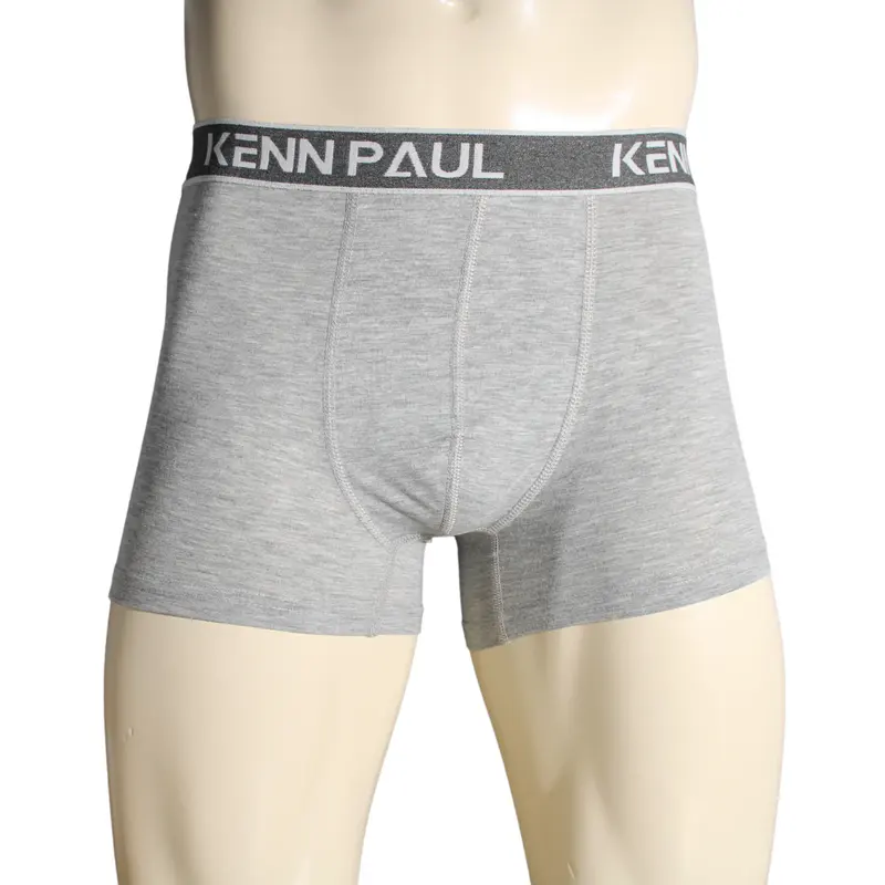 Kenn Paul S->6XL Gri Düz Pamuklu Lüks Boxer Yumuşak |Büyük Beden