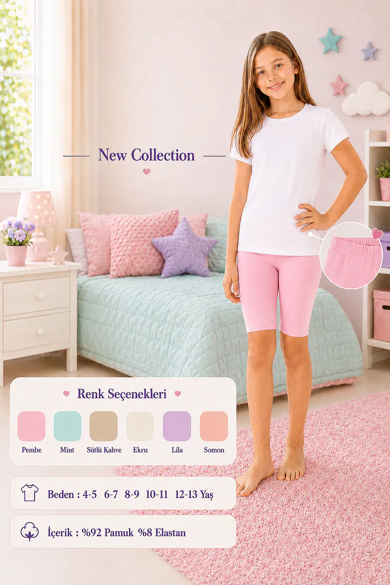 İlke Elastan Kız Çocuk Diz Üstü Tayt
