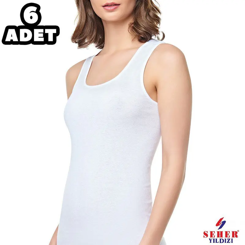 Seher Yıldızı Seher 0062 Bayan Ribana Geniş Askılı Atlet 6'lı