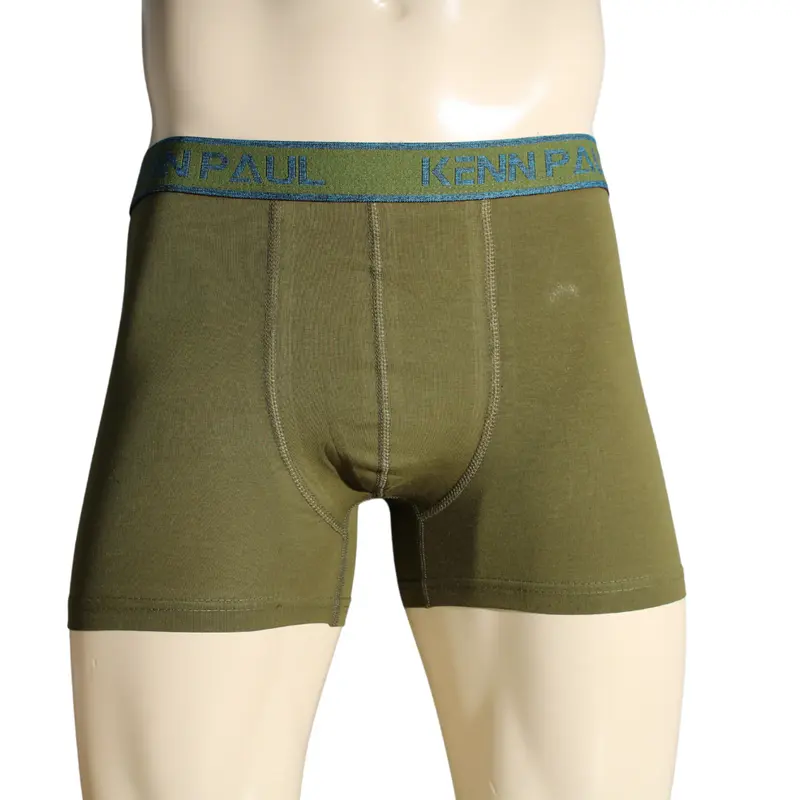 Kenn Paul S-6XL Erkek Haki Düz Pamuklu Lüks Boxer |Büyük Beden| Yumuşak