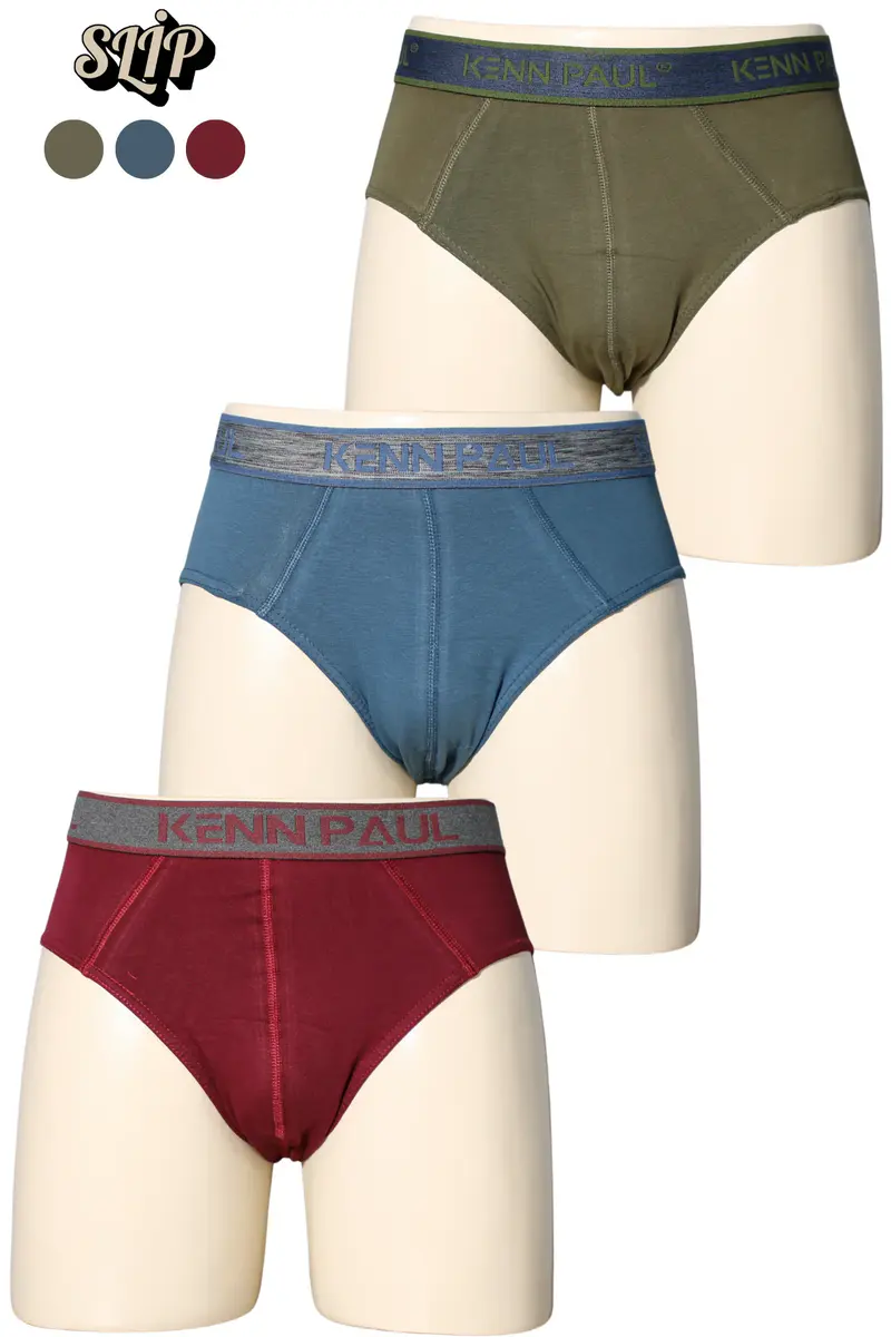 Kenn Paul 3'lü Erkek Düz Pamuklu Renkli Boxer | Slip Boxer